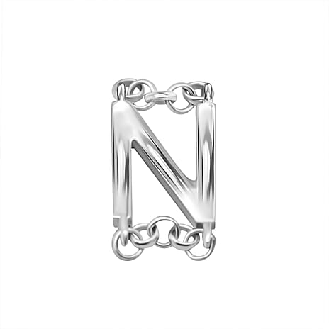 Platinum Overlay Sterling Silver Initial N Charm