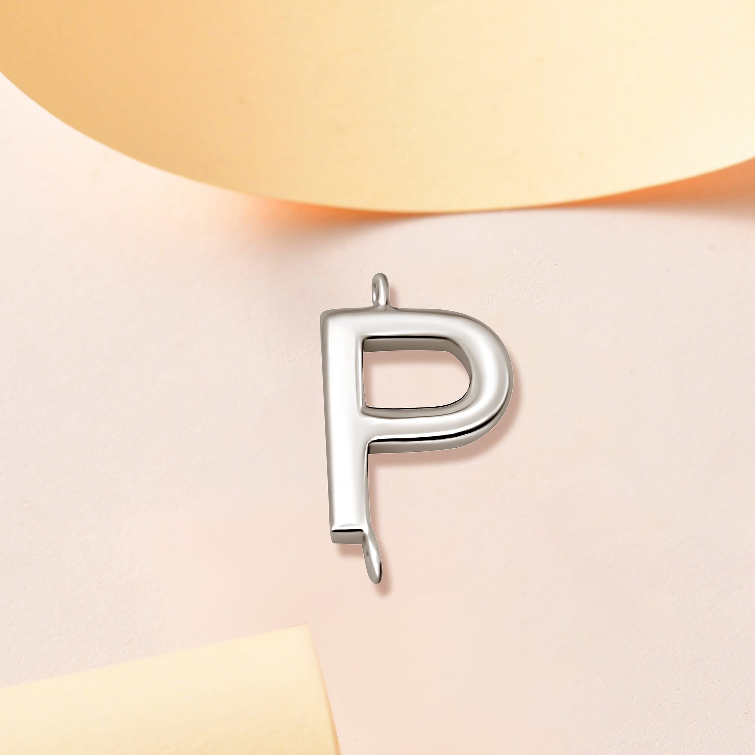 Platinum Overlay Sterling Silver P Charm