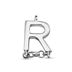 Initial R Charm in Platinum Plated Sterling Silver