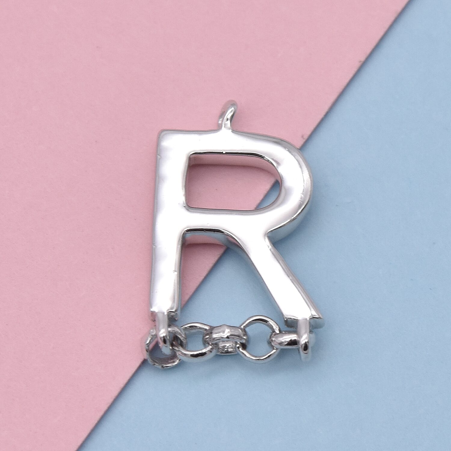 Platinum Overlay Sterling Silver Initial R Charm