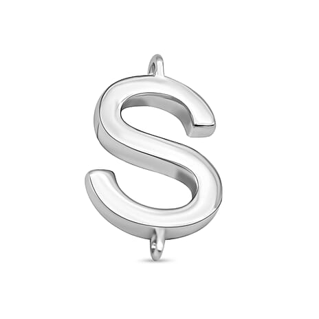 Platinum Overlay Sterling Silver Initial S Charm