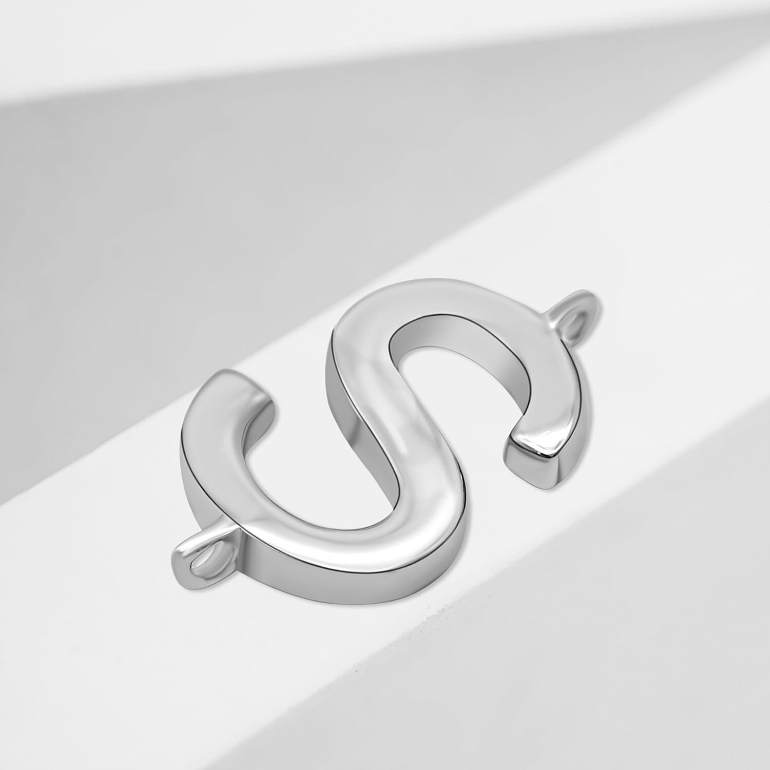 Platinum Overlay Sterling Silver Initial S Charm