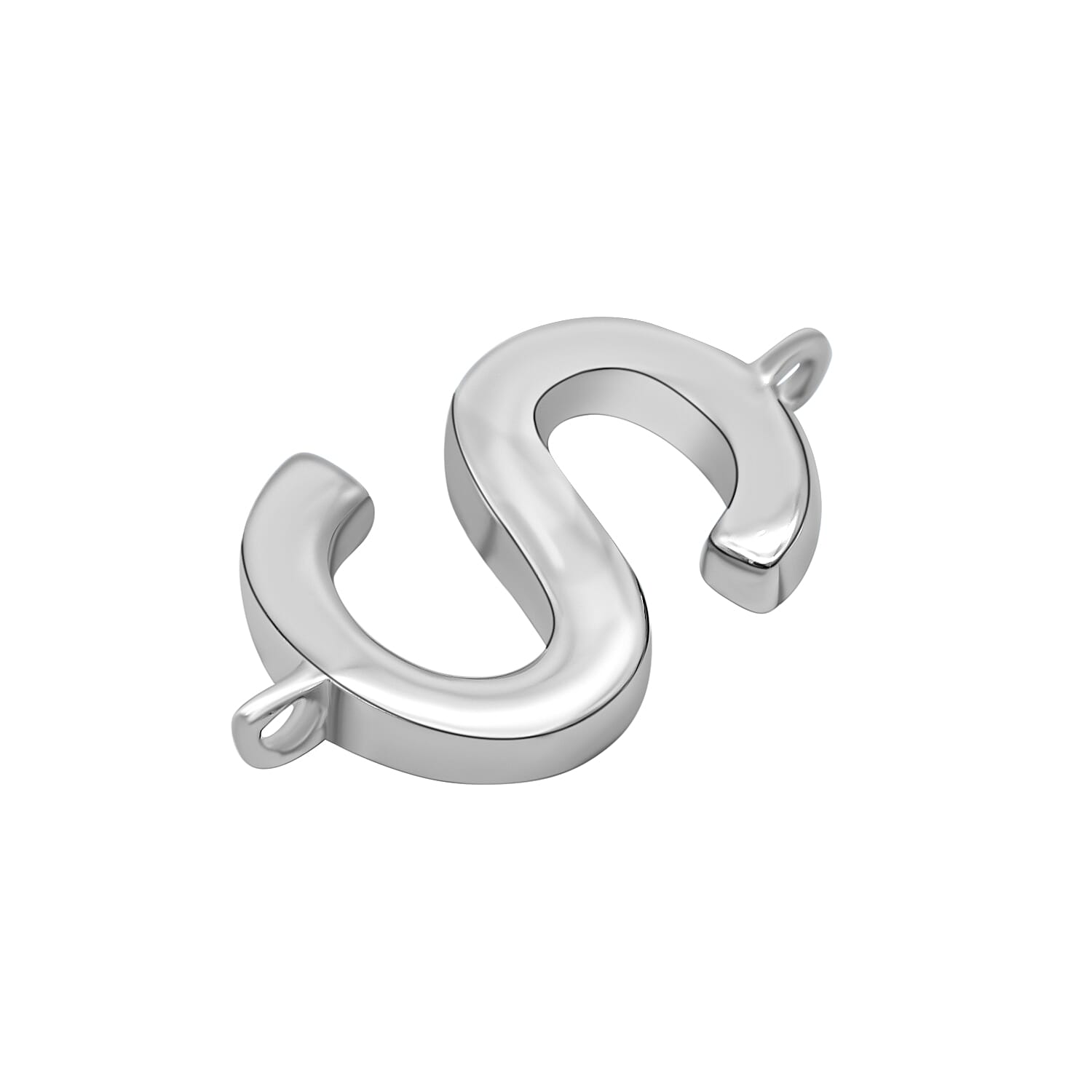 Platinum Overlay Sterling Silver Initial S Charm
