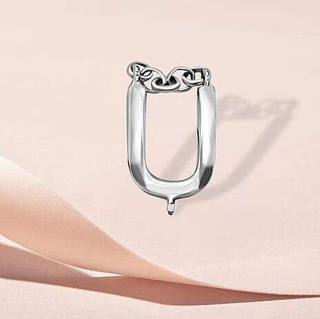 Platinum Overlay Sterling Silver Initial U Charm