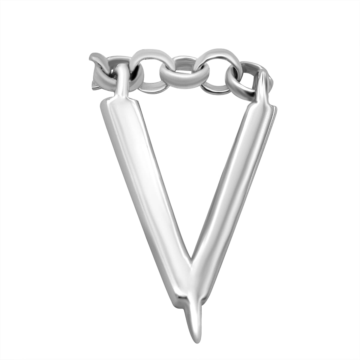 Platinum Overlay Sterling Silver Initial V Charm