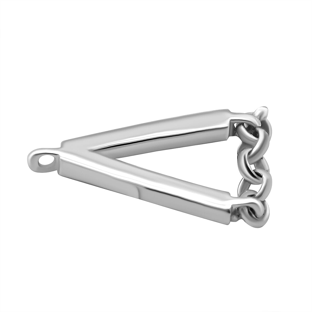 Platinum Overlay Sterling Silver Initial V Charm