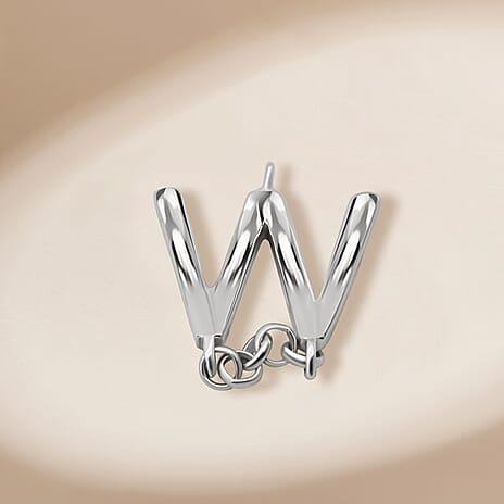 Platinum Overlay Sterling Silver Initial W Charm