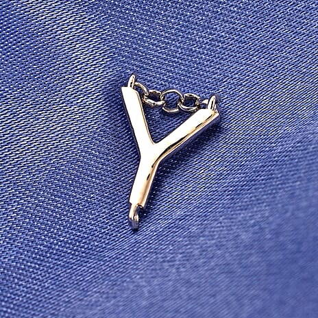 Platinum Overlay Sterling Silver Charm Y