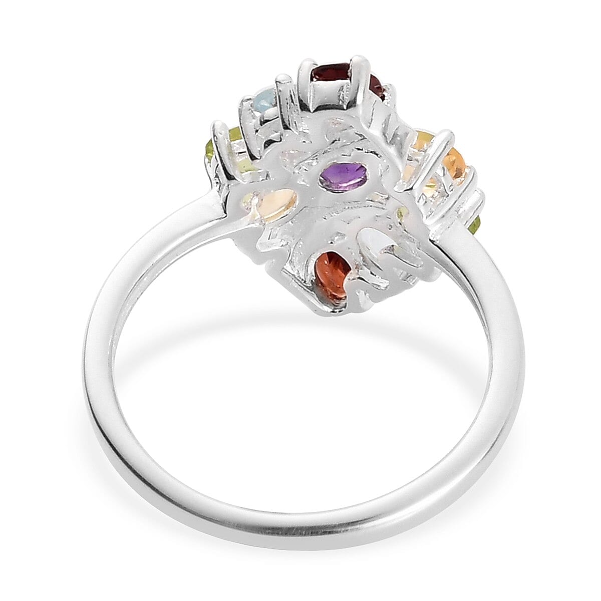 Multi Gemstones Ring in Sterling Silver 1.610 Ct.