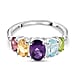Mozambique Garnet & Amethyst and Multi Gemstone Five Stone Ring in Sterling Silver