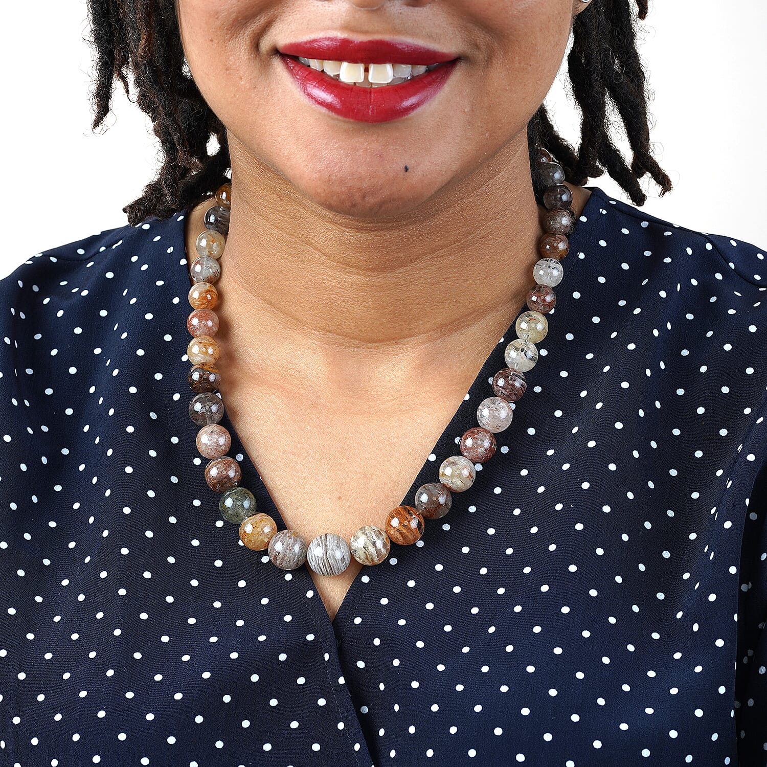 Phantom Multi Quartz Necklace (Size 20) with T-Bar Clasp in Rhodium Overlay Sterling Silver 496.00 Ct.