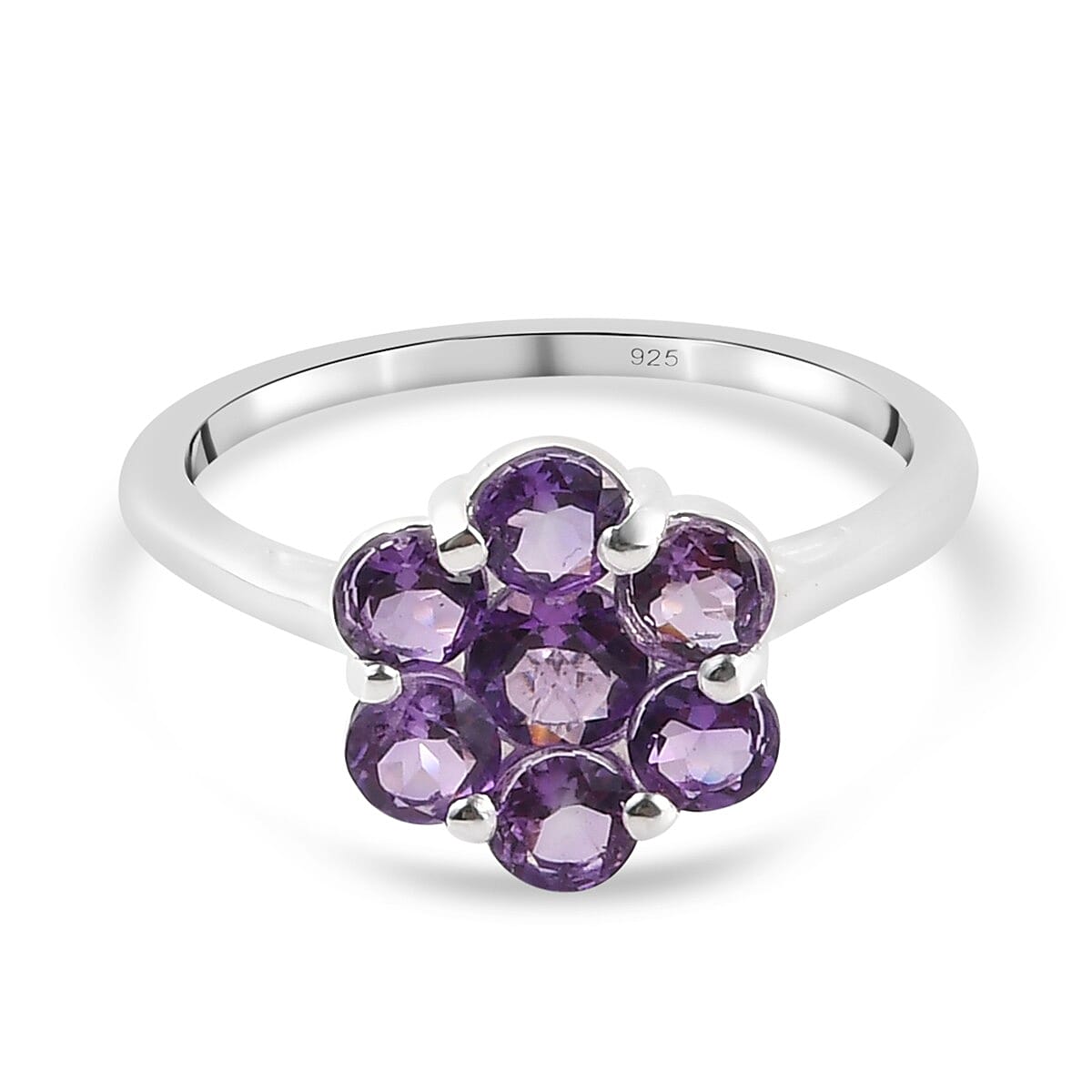 Bolivian Amethyst Floral Cluster Ring in Sterling Silver 1.25 Ct.