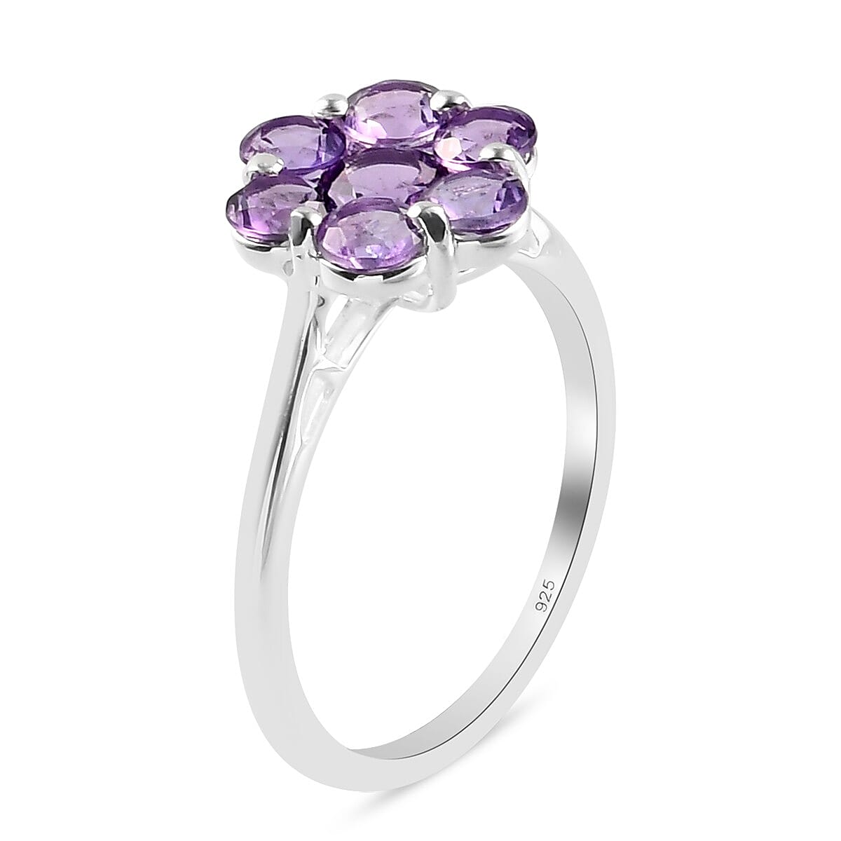Bolivian Amethyst Floral Cluster Ring in Sterling Silver 1.25 Ct.