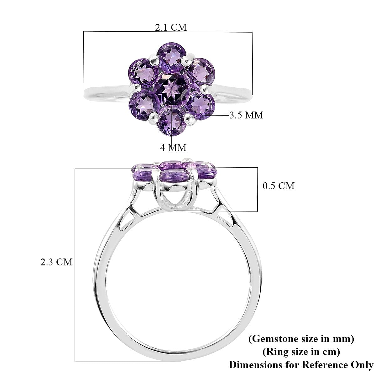 Bolivian Amethyst Floral Cluster Ring in Sterling Silver 1.25 Ct.