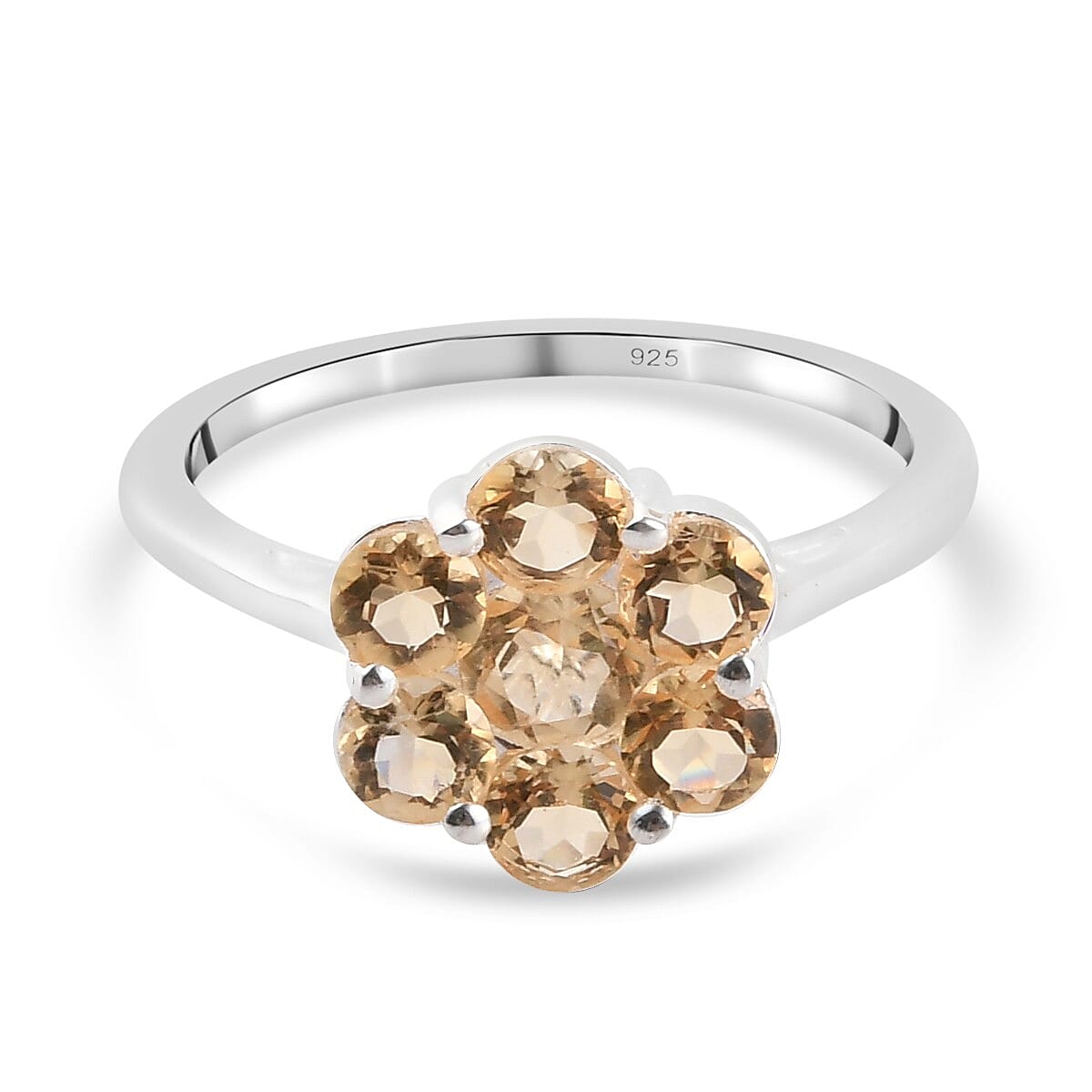 Citrine Floral Cluster Ring in Sterling Silver 1.21 Ct.