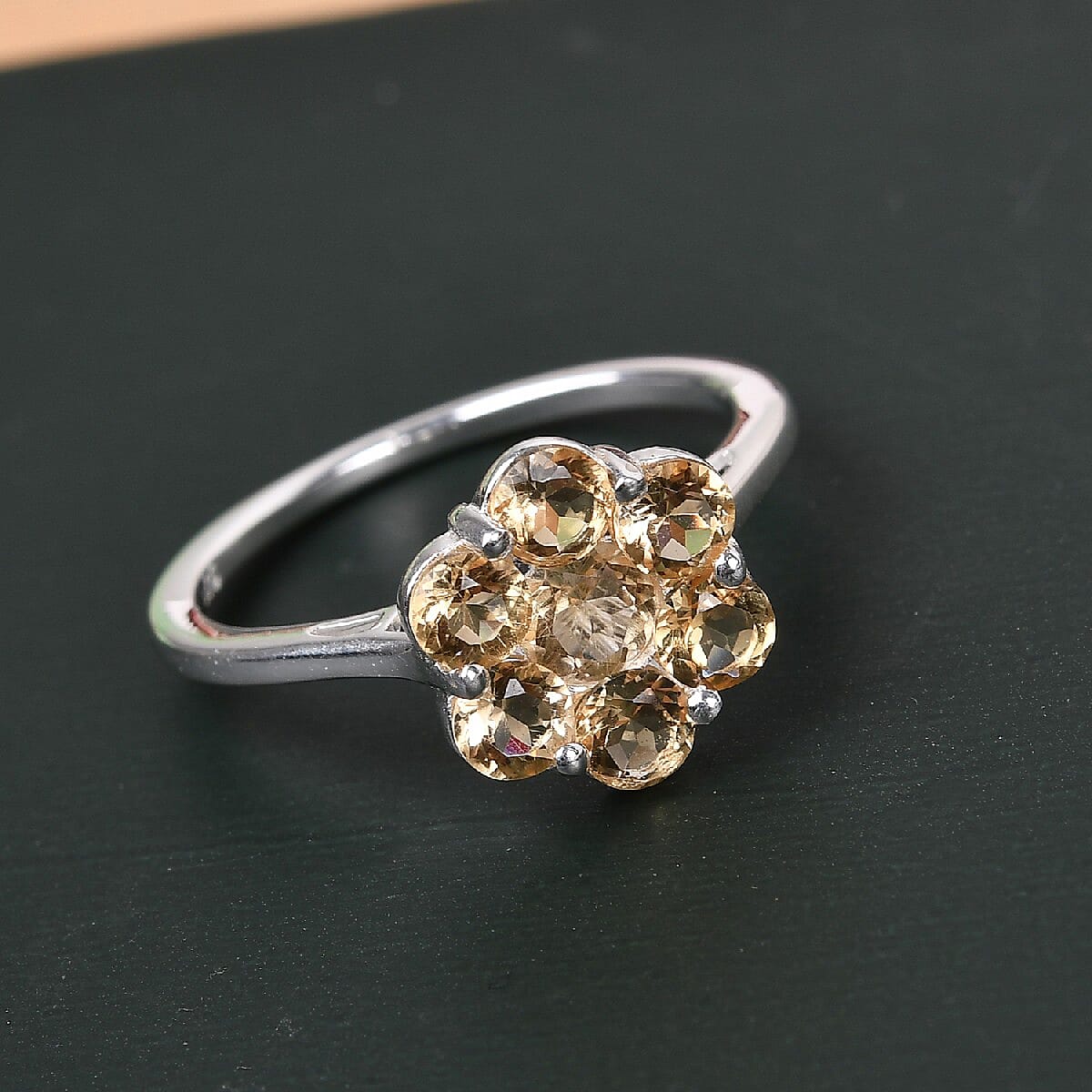 Citrine Floral Cluster Ring in Sterling Silver 1.21 Ct.