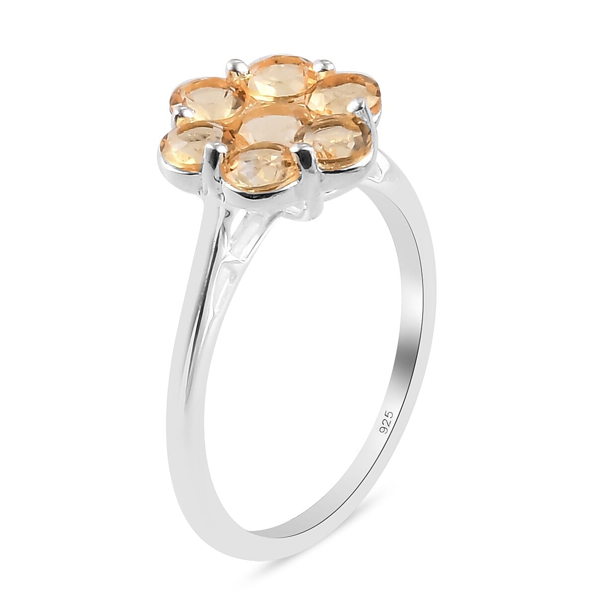 Citrine Floral Cluster Ring in Sterling Silver 1.21 Ct.
