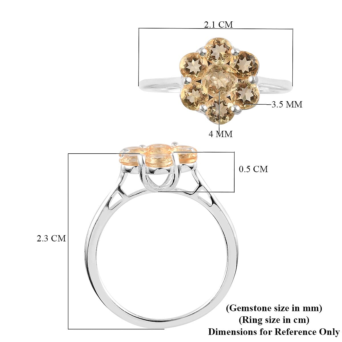 Citrine Floral Cluster Ring in Sterling Silver 1.21 Ct.