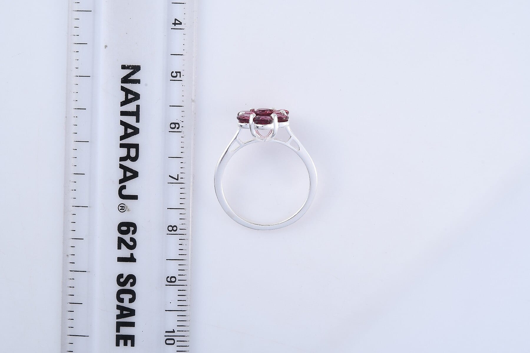 Rose Garnet Floral Cluster Ring in Sterling Silver 1.75 Ct.