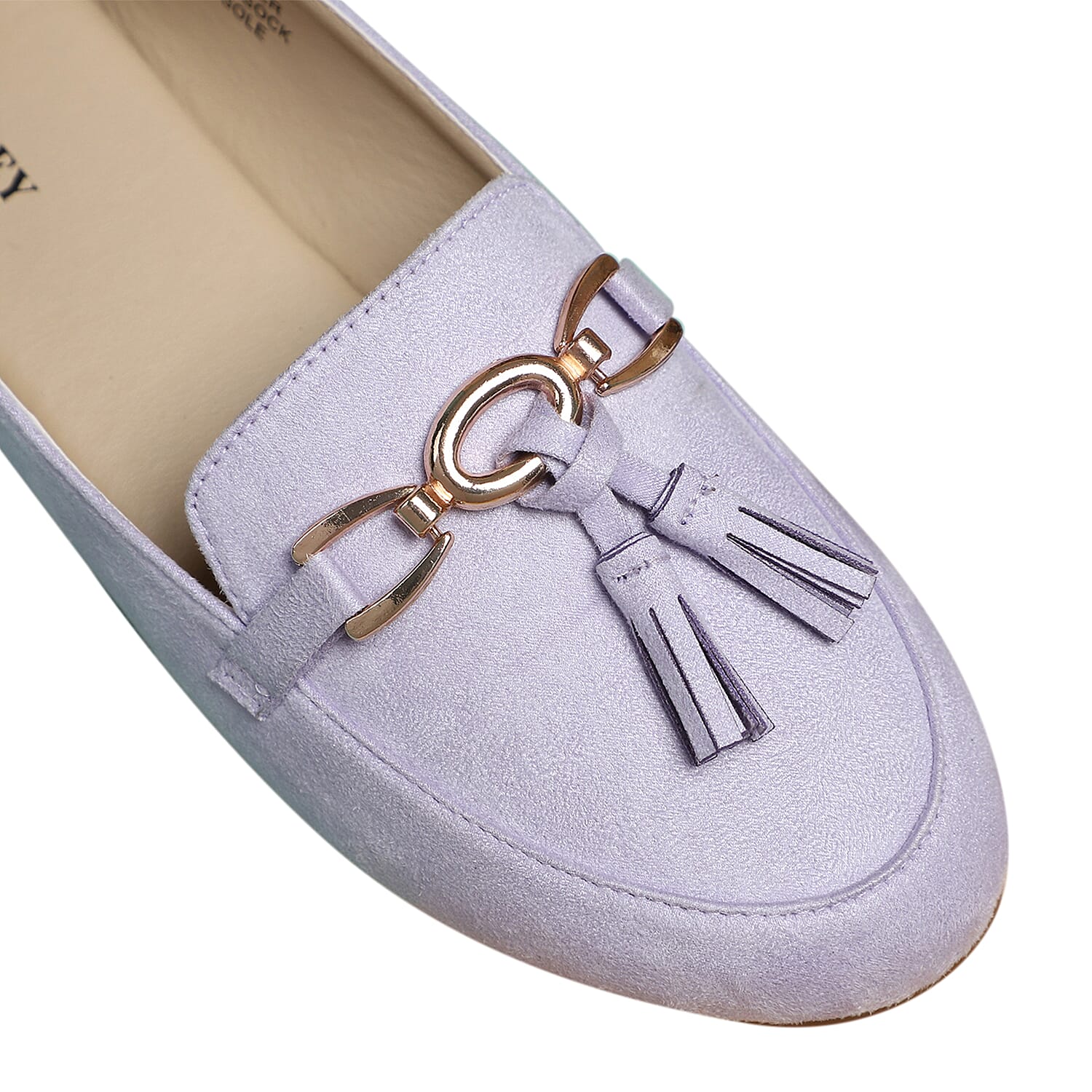 LA MAREY Velvet with Tassel and Metal Buckle Detailing Loafers - Light Purple