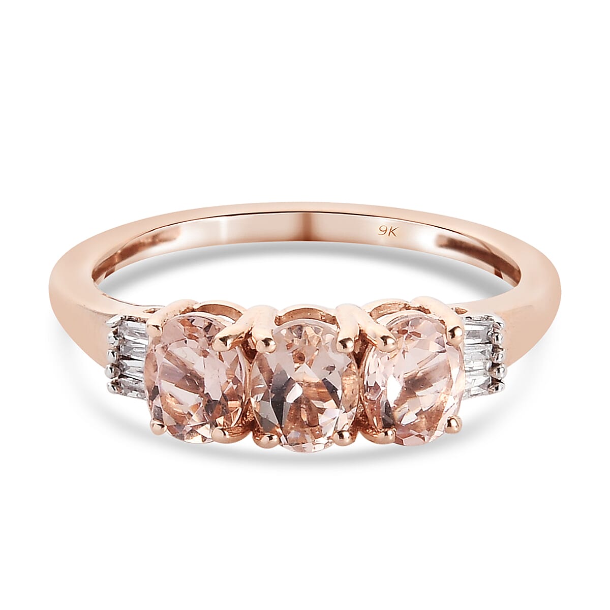 9K Rose Gold AA Marropino Morganite and Diamond Ring 1.05 Ct.