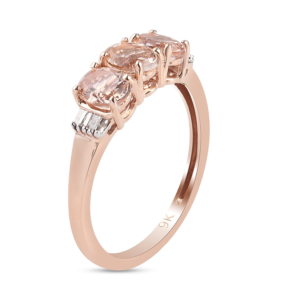 9K Rose Gold AA Marropino Morganite and Diamond Ring 1.05 Ct.