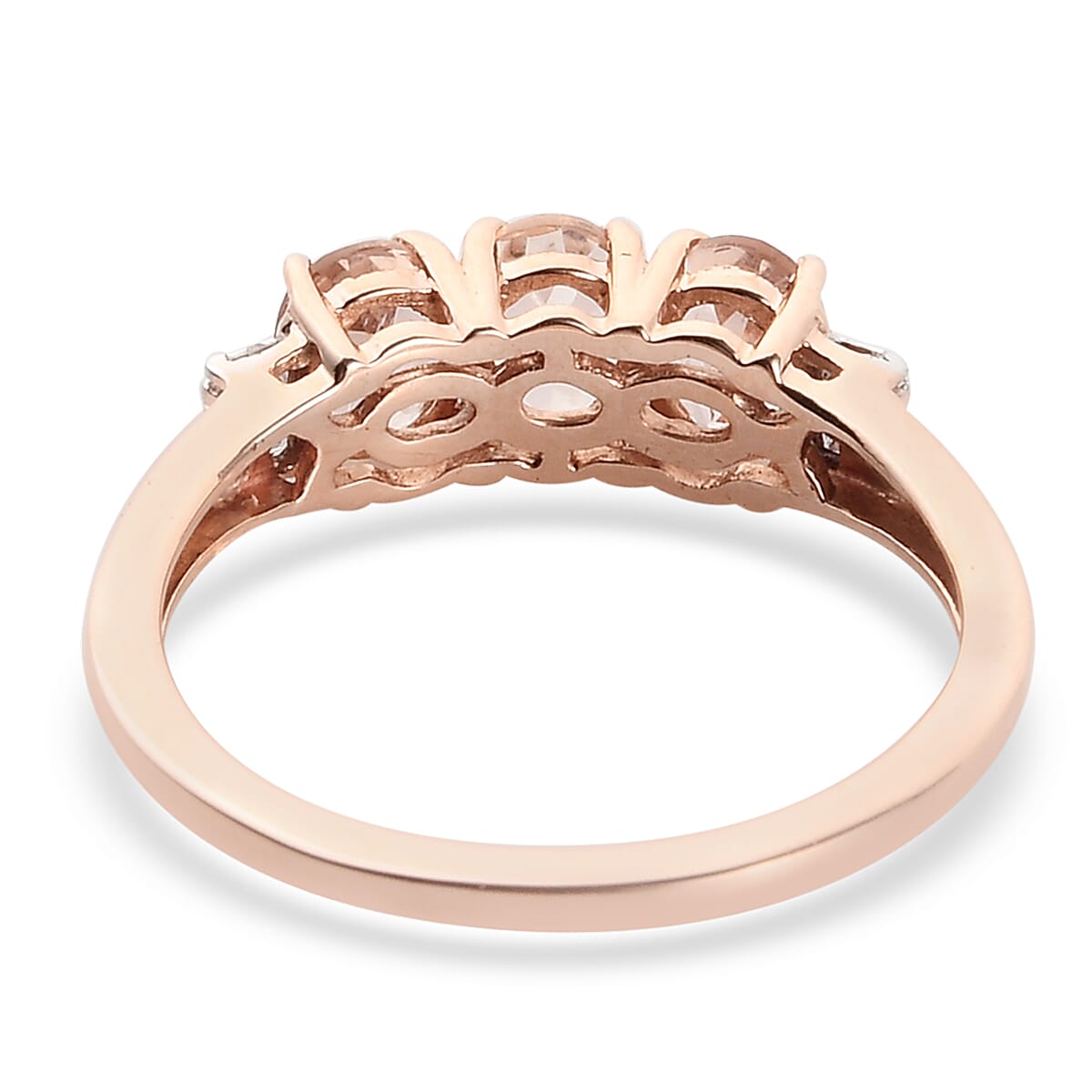 9K Rose Gold AA Marropino Morganite and Diamond Ring 1.05 Ct.