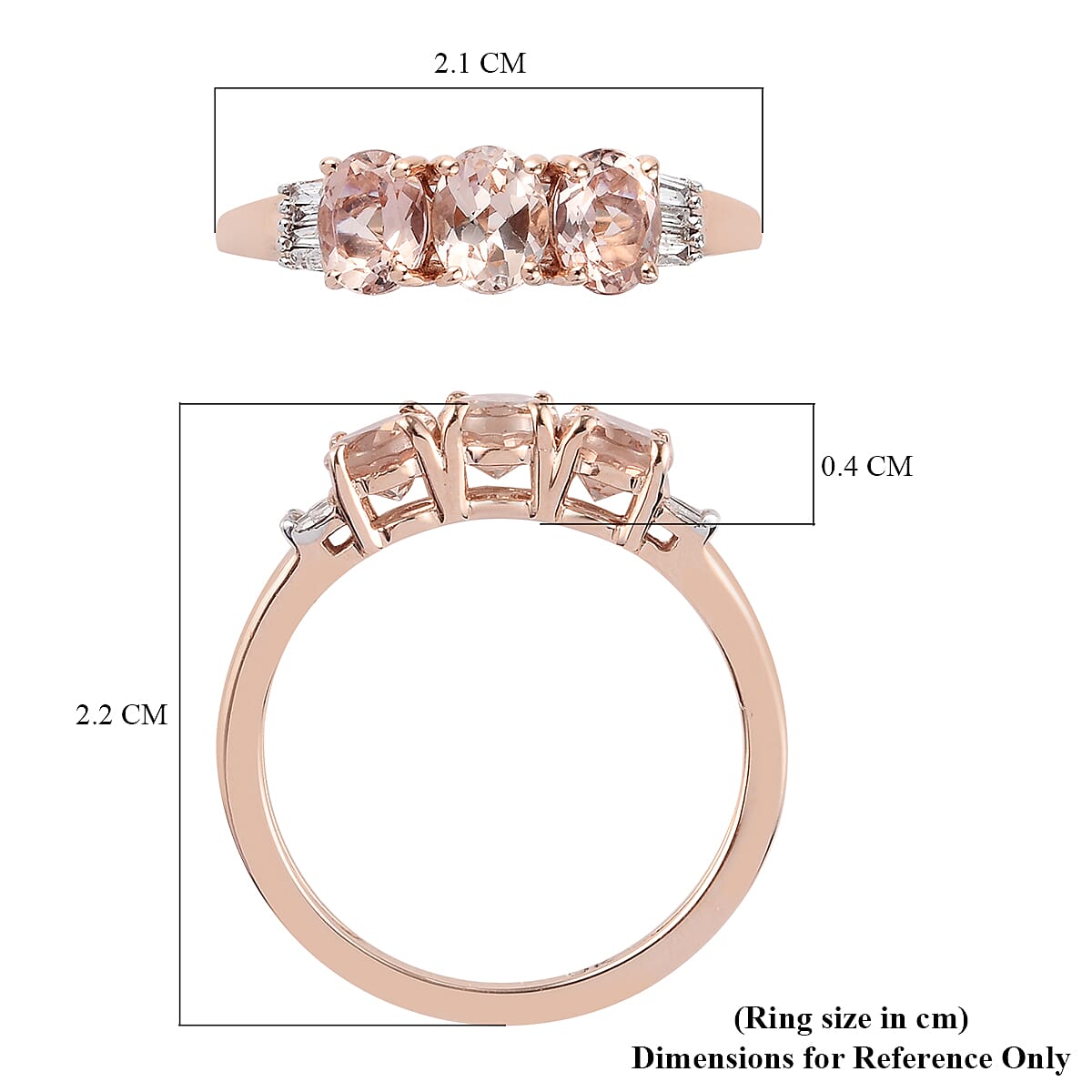 9K Rose Gold AA Marropino Morganite and Diamond Ring 1.05 Ct.
