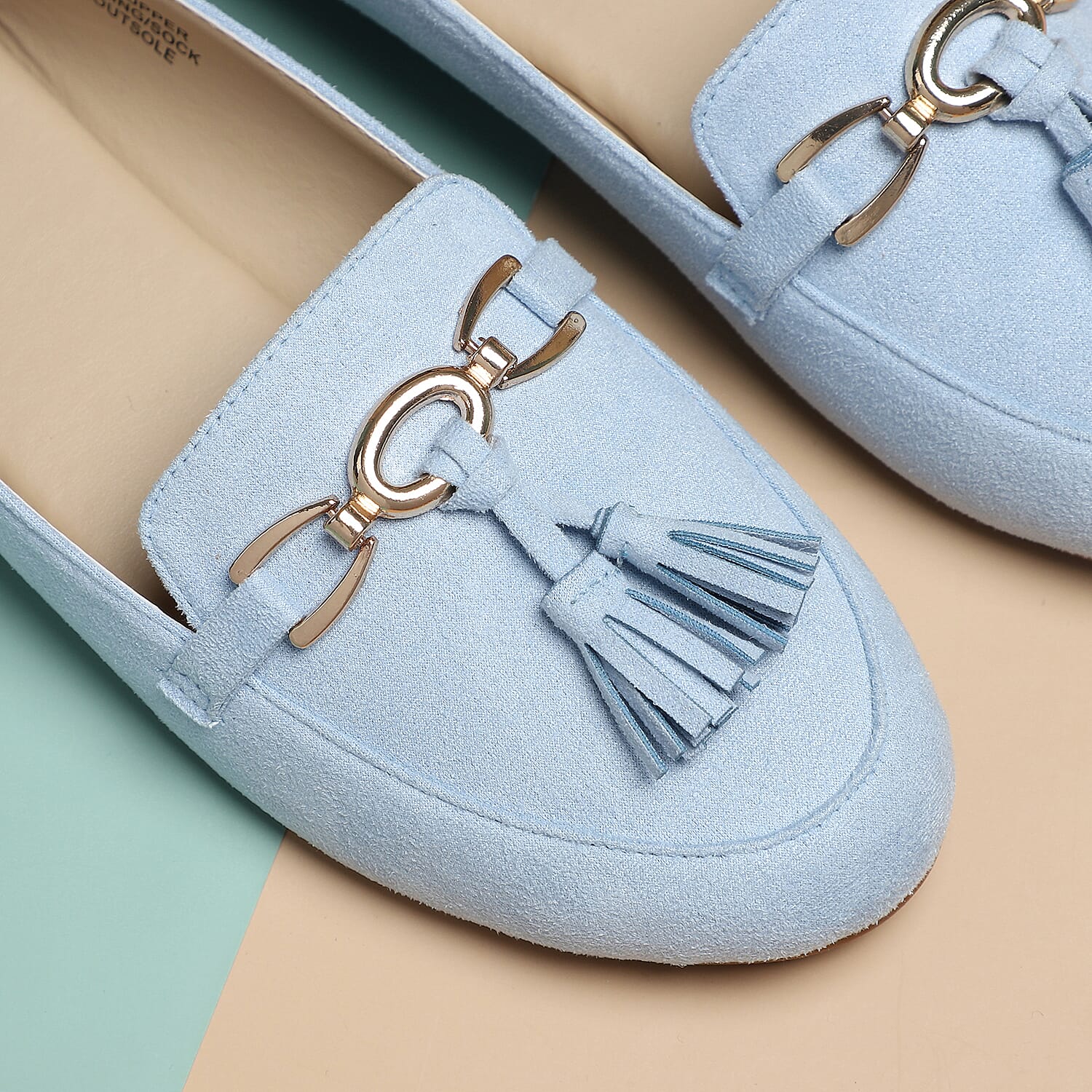 LA MAREY Velvet with Tassel and Metal Buckle Detailing Loafers - Light Purple