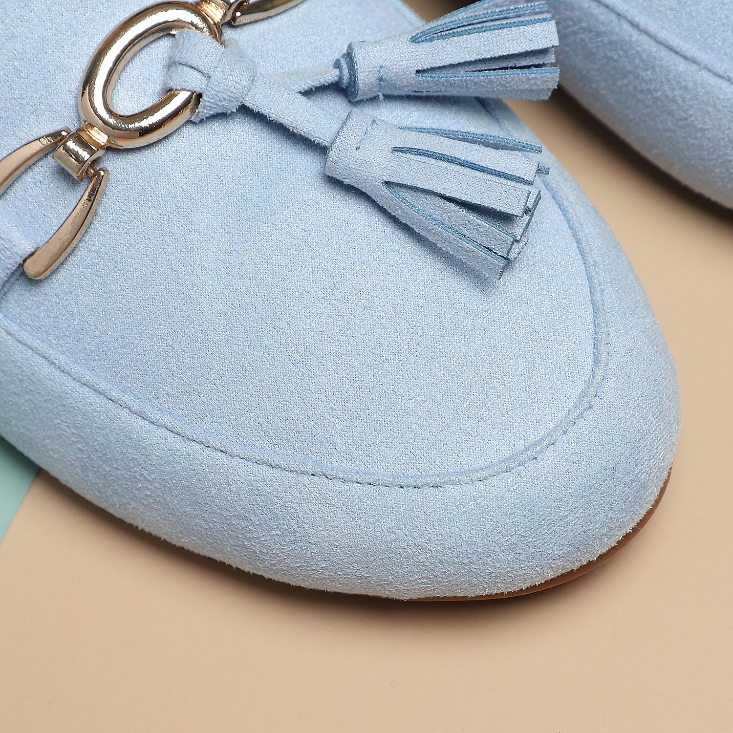 LA MAREY Velvet with Tassel and Metal Buckle Detailing Loafers - Light Purple