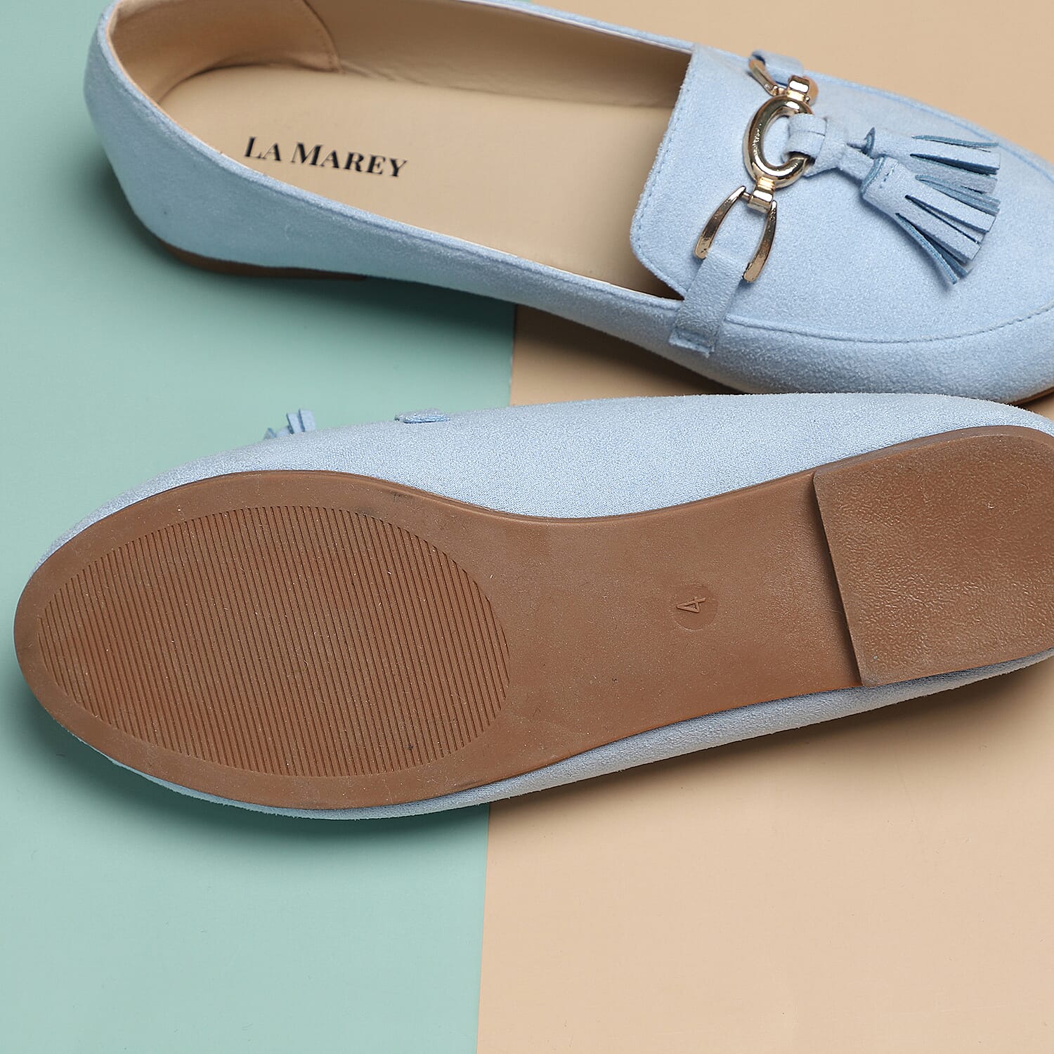 LA MAREY Velvet with Tassel and Metal Buckle Detailing Loafers - Light Purple