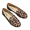 LA MAREY Leopard Patttern Velvet Flat Shoes with Tassel - Brown