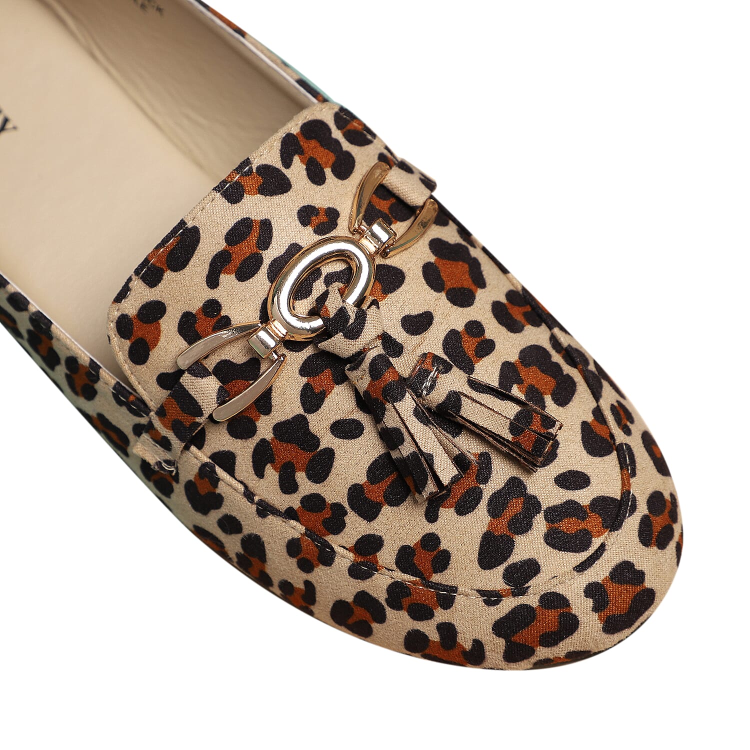 LA MAREY Leopard Patttern Velvet Flat Shoes with Tassel - Brown