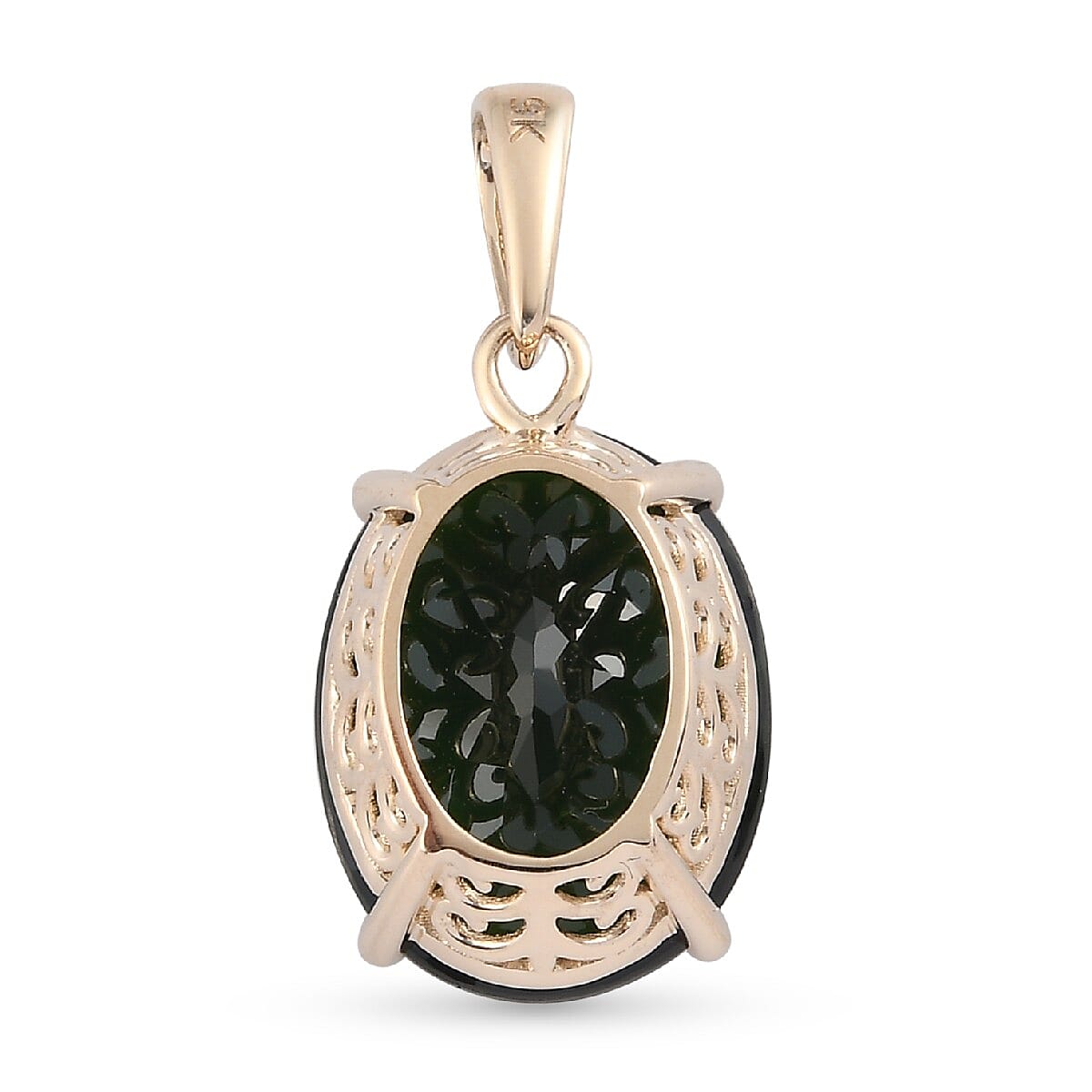 9K Yellow Gold Chrome Diopside Solitaire Pendant 1.05 Ct.