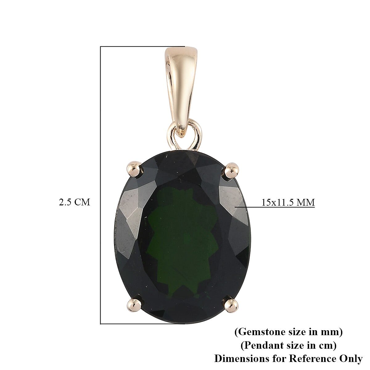 9K Yellow Gold Chrome Diopside Solitaire Pendant 1.05 Ct.