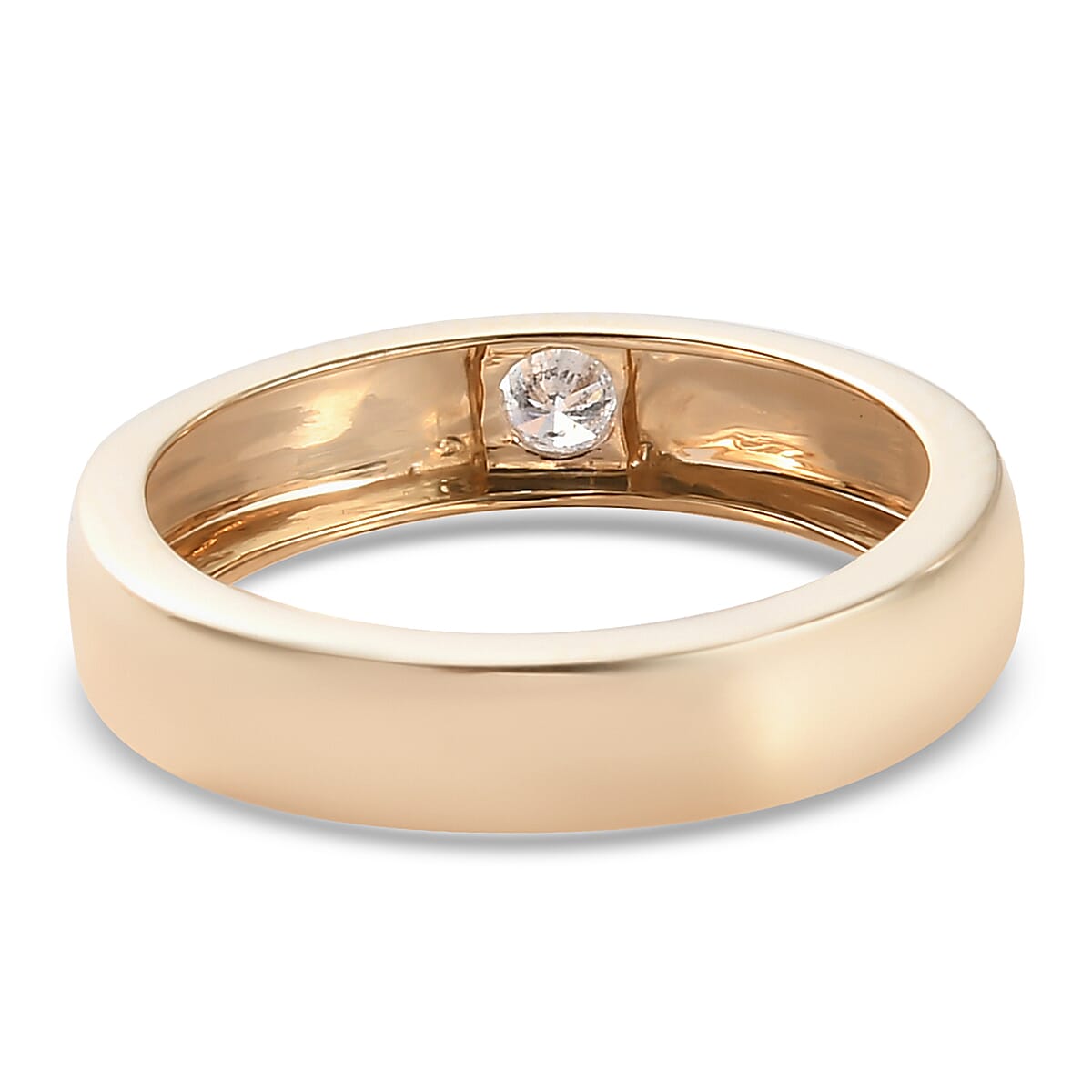9K Yellow Gold SGL Certified White Diamond Flush Setting Band Ring 0.10 Ct.