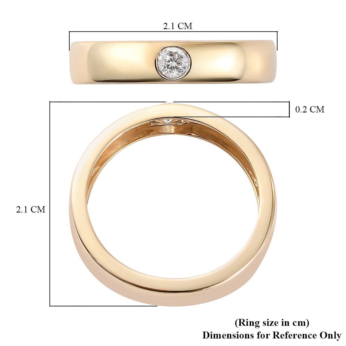 9K Yellow Gold SGL Certified White Diamond Flush Setting Band Ring 0.10 Ct.