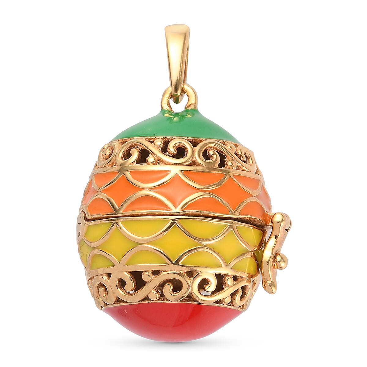 18K Yellow Gold Tone Enamelled Openable Locket Pendant