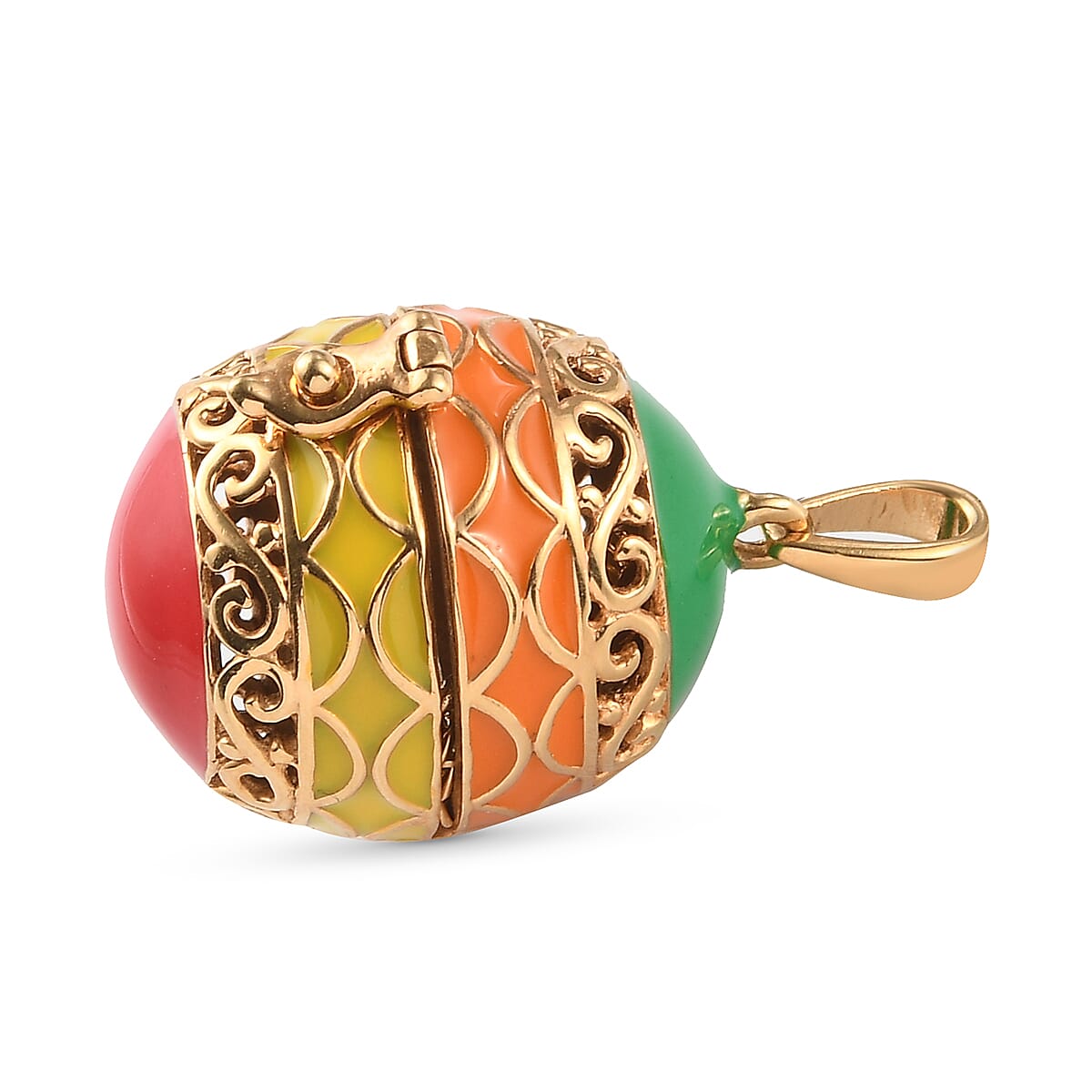 18K Yellow Gold Tone Enamelled Openable Locket Pendant