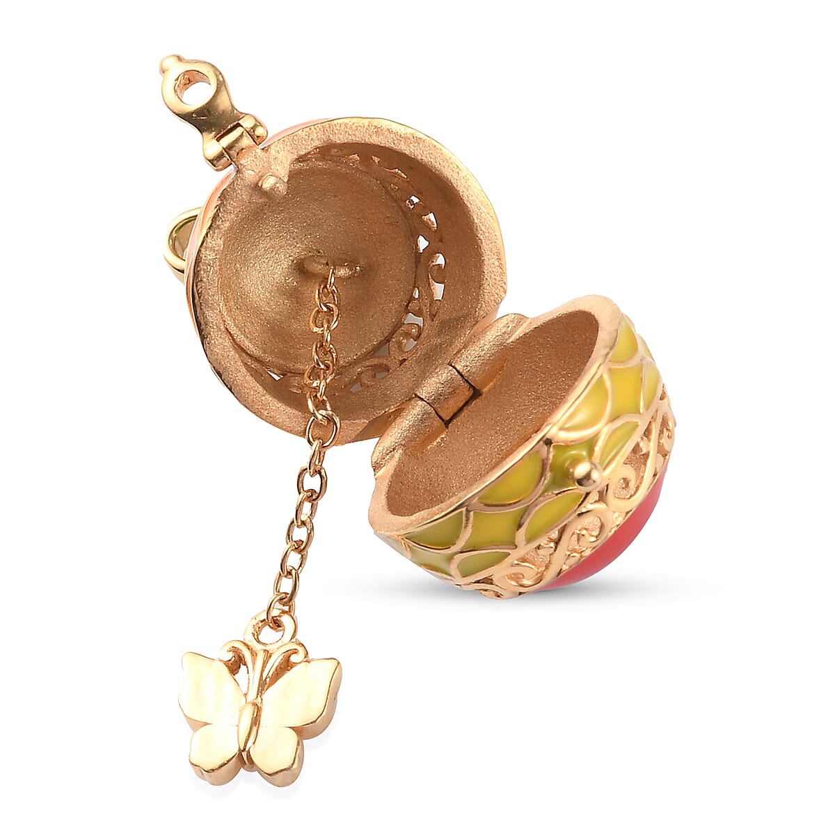 18K Yellow Gold Tone Enamelled Openable Locket Pendant