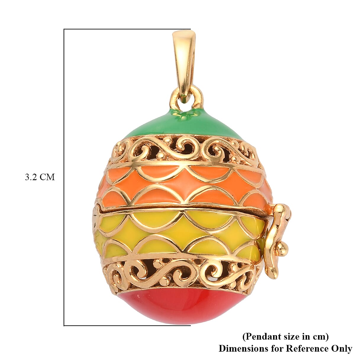 18K Yellow Gold Tone Enamelled Openable Locket Pendant