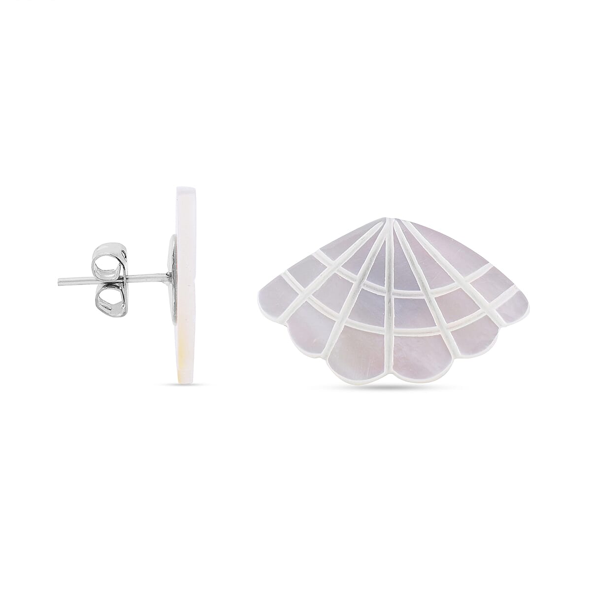 White Shell Pearl Stud Earrings