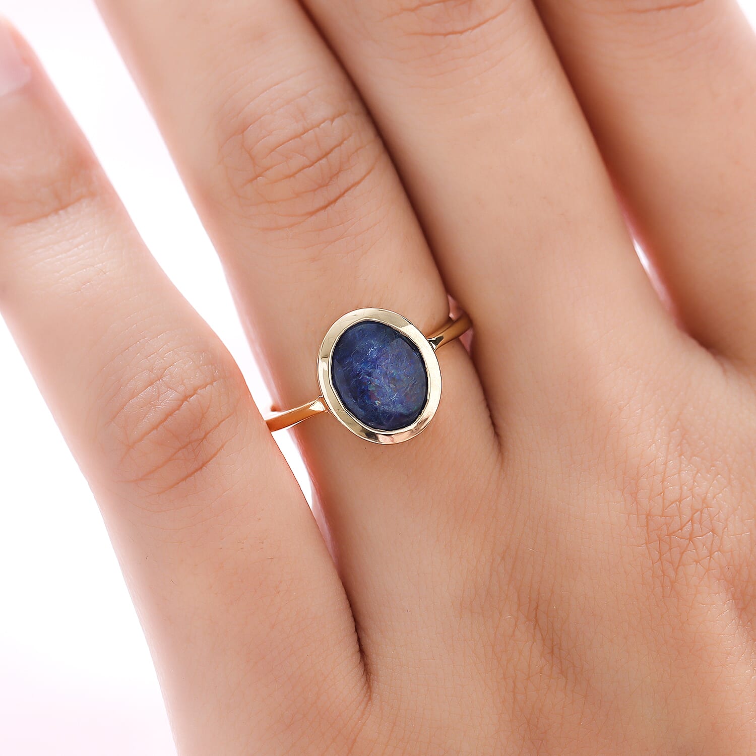 One Time Deal - Australian Boulder Opal Solitaire Ring in 18K Vermeil Yellow Gold Overlay Sterling Silver 1.74 Ct.