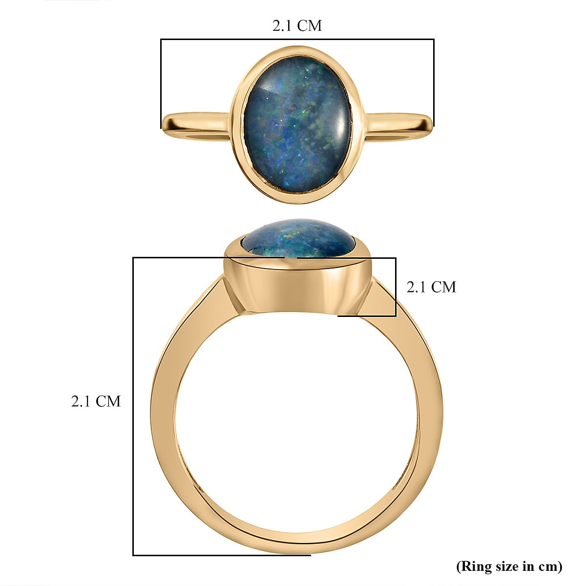 One Time Deal - Australian Boulder Opal Solitaire Ring in 18K Vermeil Yellow Gold Overlay Sterling Silver 1.74 Ct.
