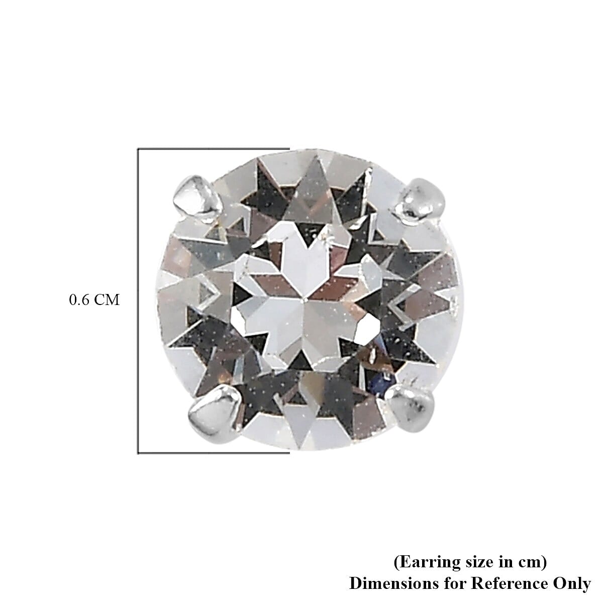 Lustro Stella - White Crystal Stud Earrings (with Push Back) in Sterling Silver