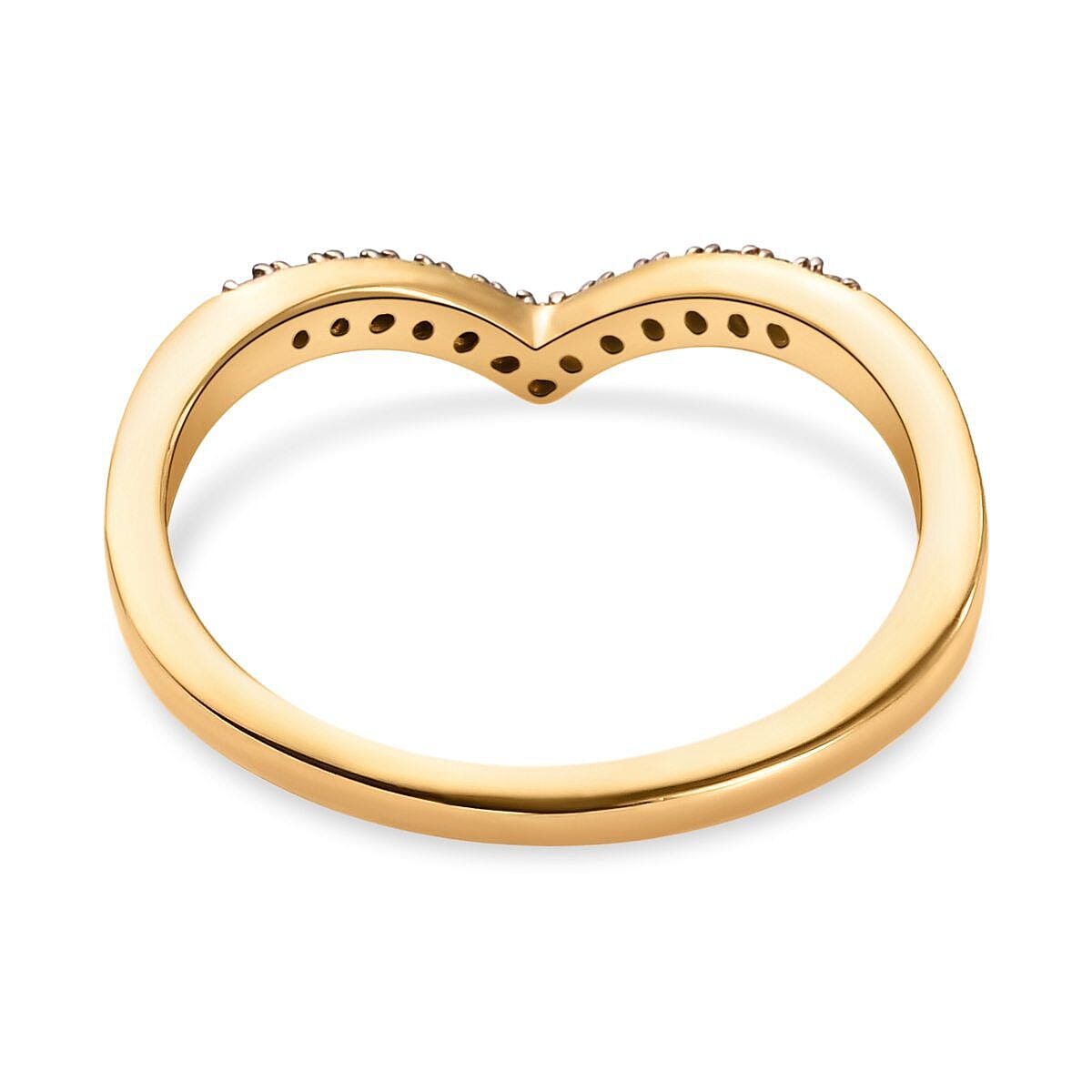 Red Diamond Wishbone Ring in 18K Vermeil Yellow Gold Plated Sterling Silver 0.07 Ct.