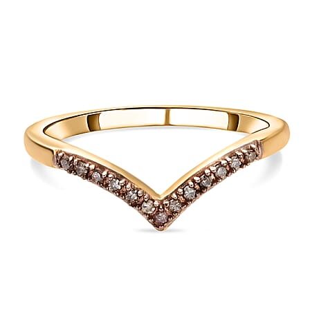 Natural Champagne Diamond Wishbone Ring in 18K Yellow Gold Vermeil Plated Sterling Silver