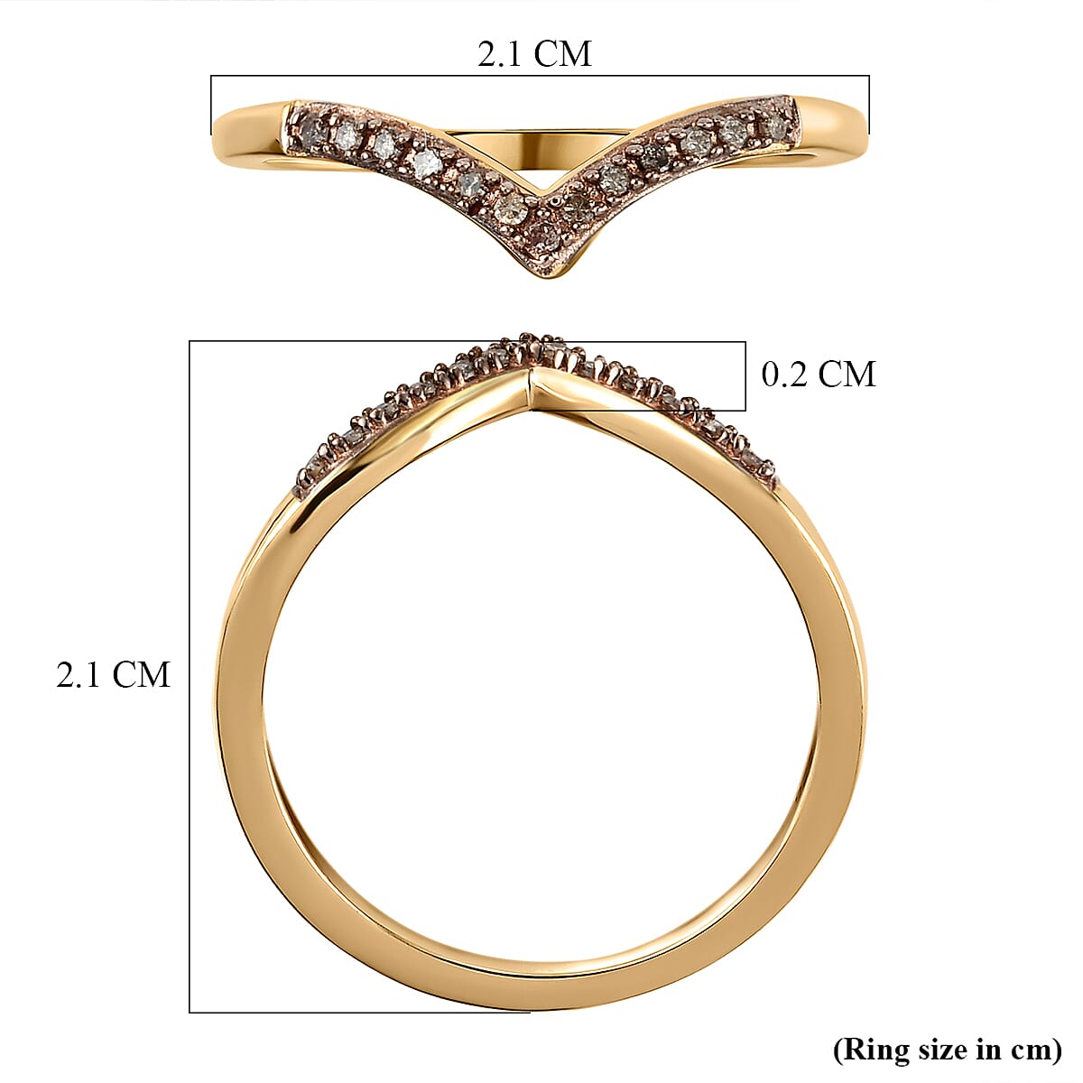Natural Champagne Diamond Wishbone Ring in 18K Yellow Gold Vermeil Plated Sterling Silver Natural Champagne Diamond Wishbone Ring in 18K Yellow Gold Vermeil Plated Sterling Silver