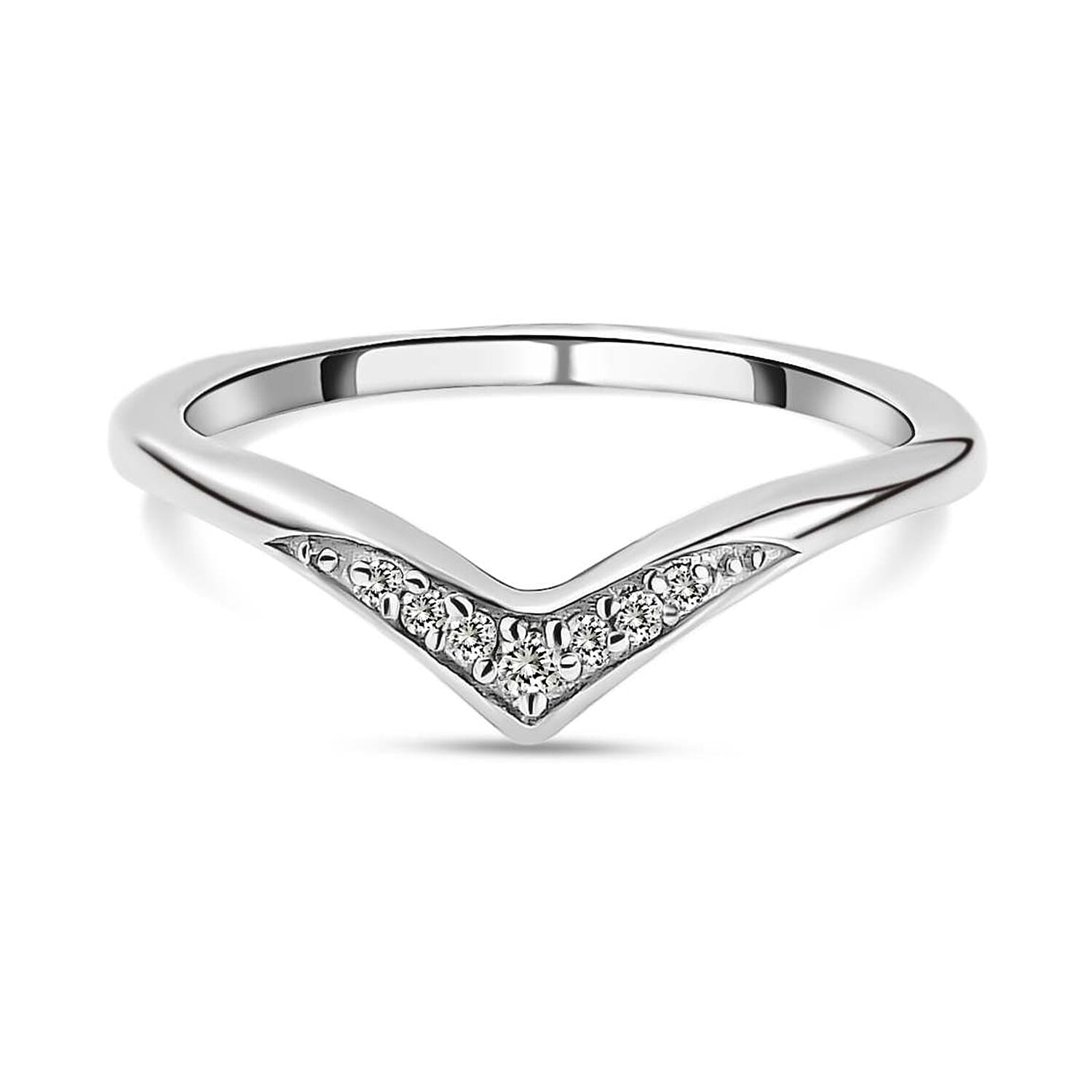 Diamond Wishbone Ring in Sterling Silver