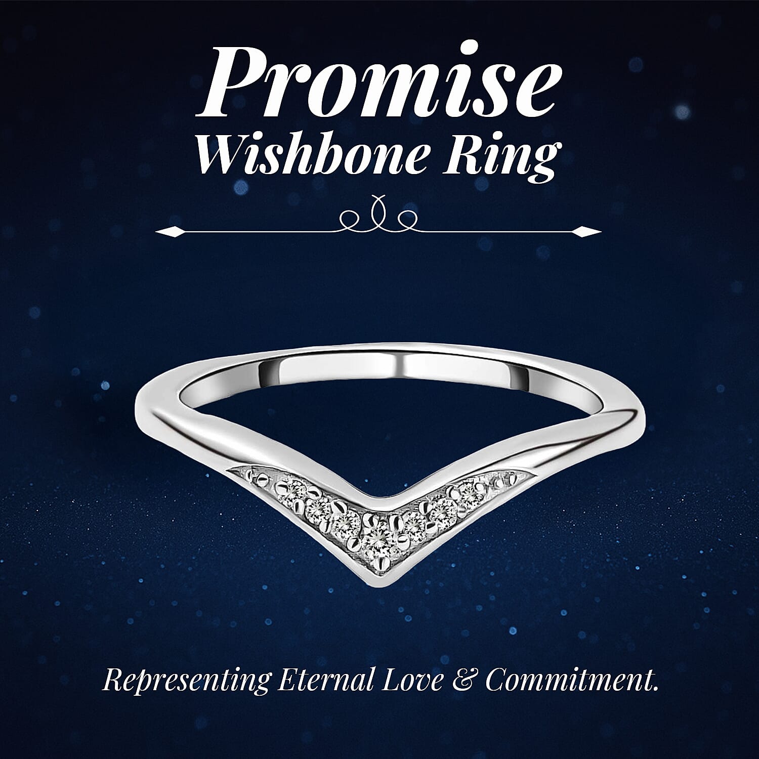 Diamond Wishbone Ring in Sterling Silver